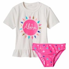 OSHKOSH B'GOSH Girls' 4, 5, 6X Aloha Rashguard 2 Pc. Swim Set NWT