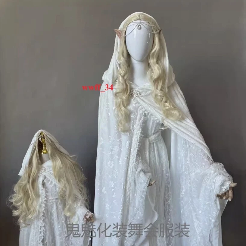 The Hobbit Lord of the Rings Galadriel Cosplay Costume Outfits Wig Adult/kids - Image 3 of 4