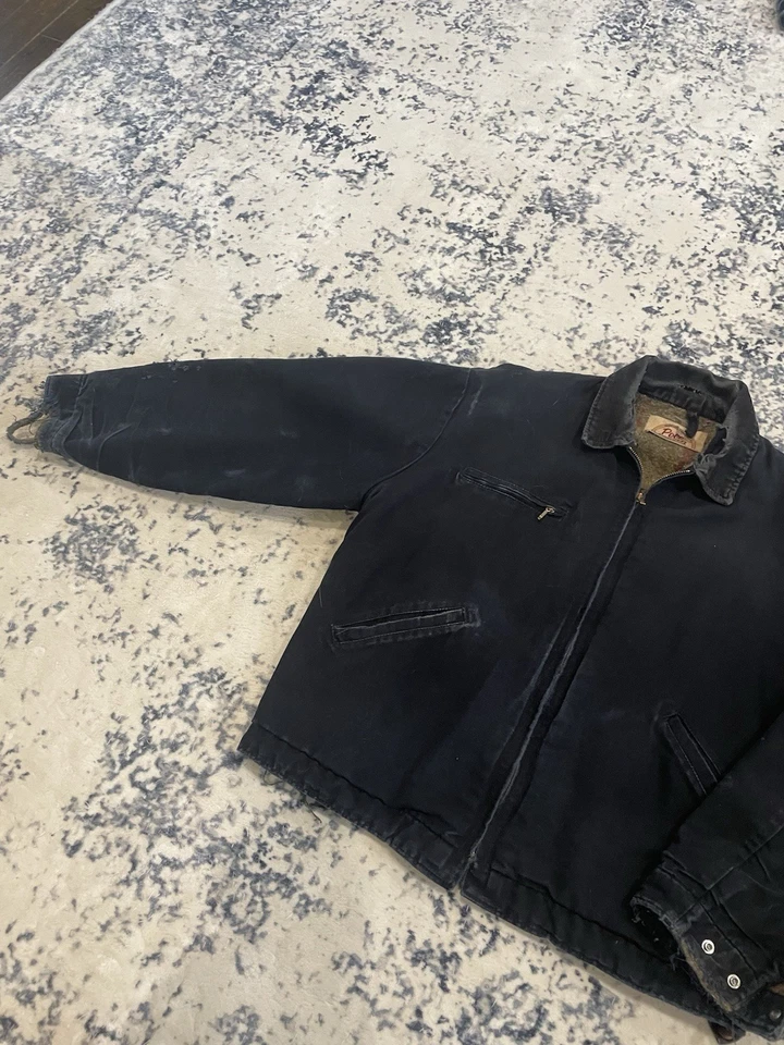 Black Detroit Style Pella Jacket With A Distressed Look, Size Large, Fits Boxy - Image 2 of 4