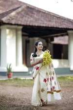 Kerala cotton flower saree 6.25 mtr, Kerala Saree, Vishu saree, Onam Saree