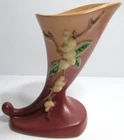 Vintage Roseville Pottery Vase Cornucopia 1CC-6 Snowberry Dusty Rose 6 1/8" T