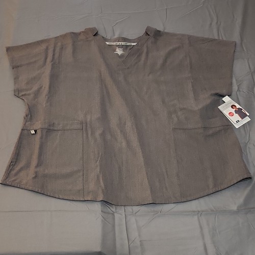 ClimateRight by Cuddl Duds Women's 6-Pocket Woven Scrub Top Gray 3X - NWT