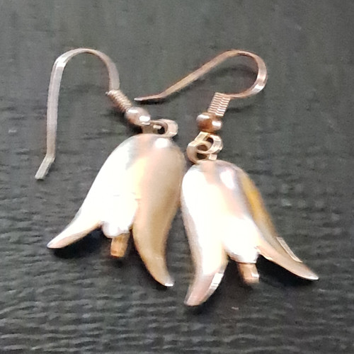 Vtg Mexican Sterling Silver 925 Bluebell Flower Bell Dangle Earrings Taxco Style