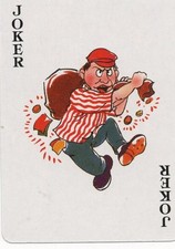 RARE MODERN "Thief/Robber Running with His Swag/Loot" JOKER Play Card #18