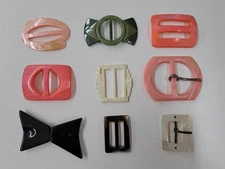 Vintage Lot Of 9 Buckles. Mix Of Shapes And Colors. Unbranded