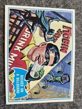 1966 TOPPS BATMAN SERIES B BASHED ON BILLBOARD #9B BLUE LOGO NM+ Rare Alt. Back
