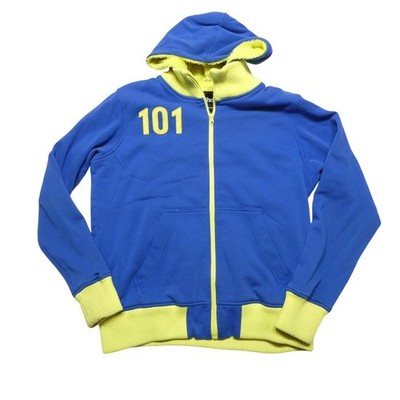 Bethesda Hoodie Sweatshirt Mens Large Blue Vault 101 Full Zip Fleece Lined