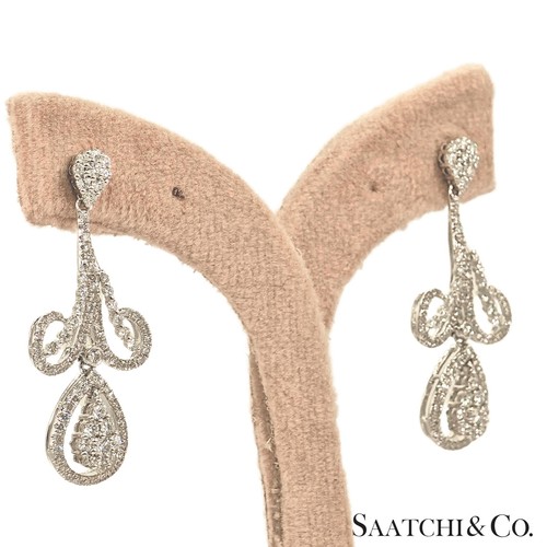 Natural Diamond Earring Pear Shape in 18K (750) White Gold - Picture 2 of 9