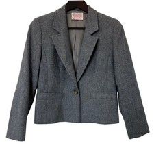 80s Pendleton Petite Women's Gray Wool Blazer Jacket Size 4 Made in USA