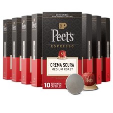 Peet's Crema Scura Premium Medium Roast Intensity 9 Espresso Coffee Pods 10Count
