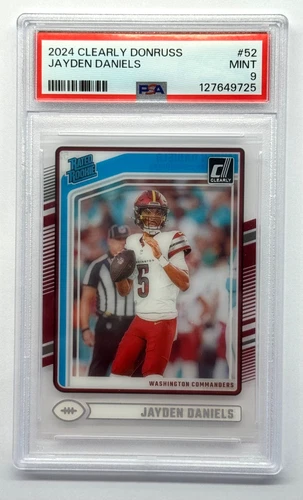 2024 Clearly Donruss Jayden Daniels #52 Rated Rookie Commanders PSA MINT 9