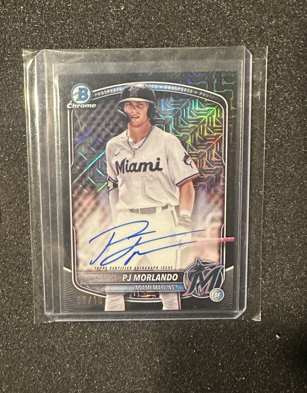 2025 Bowman Chrome #d 06/10 Black Mega Prospects PJ Morlando Auto