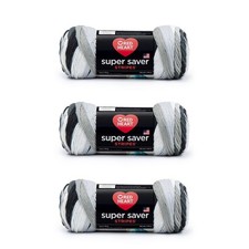 Red Heart Super Saver Yarn, 3-Pack, Newspaper Stripe, Worsted Weight 4 Acrylic