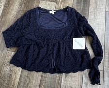 La Peche Lace Top Babydoll Fairy Romantic Victorian Coquette Y2K Navy Blue L