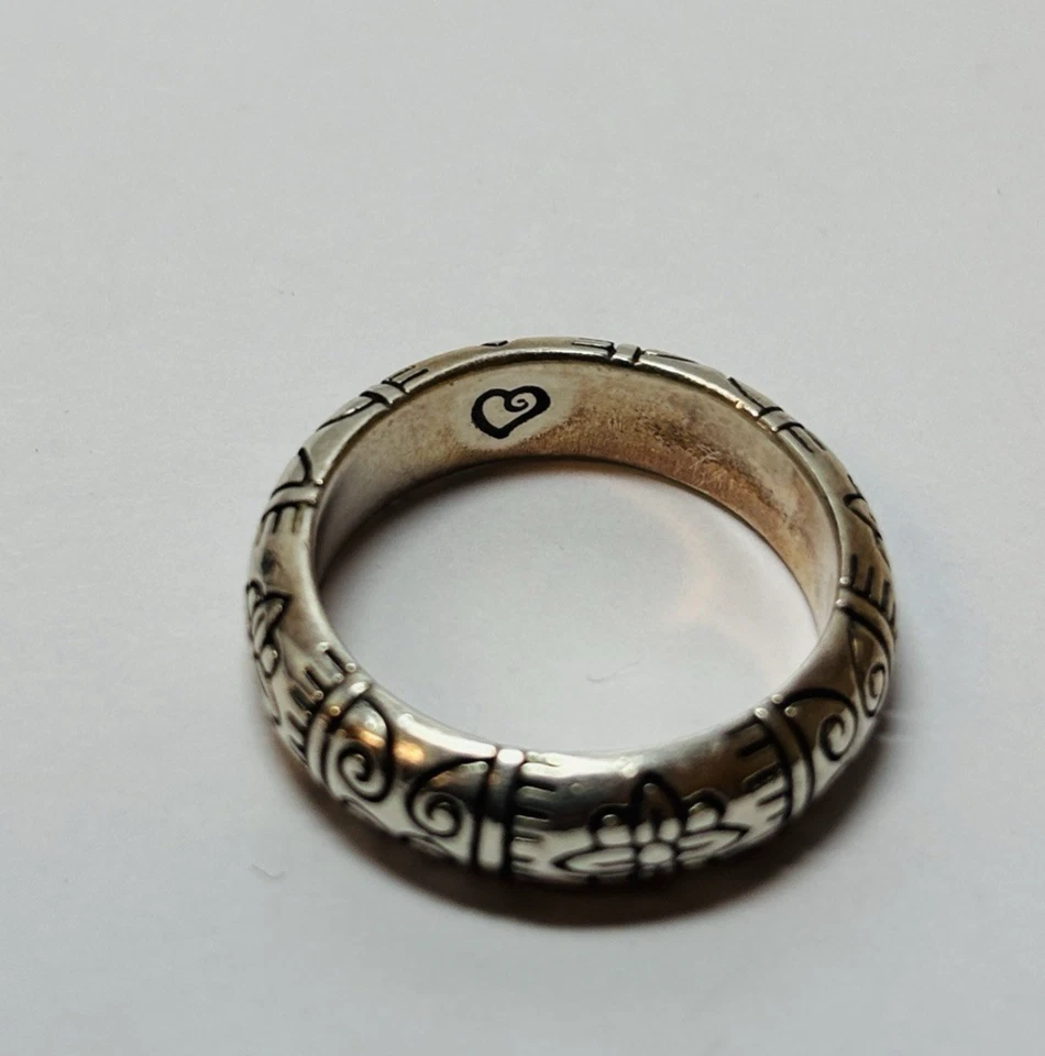 Anillo Brighton Joyería Plata Esterlina 925 Floral Banda Desplazamiento Talla 7.25 Foto 2 de 4