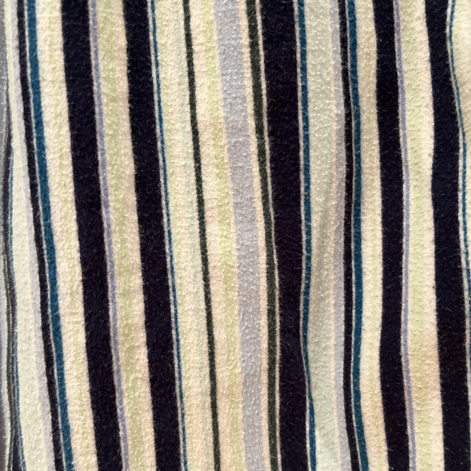 Pantalones de pijama de salón Adonna Wm-XL franela azul blanco algodón a rayas usados en excelente estado Foto 4 de 4