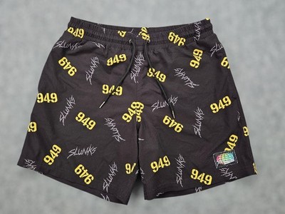 Slunks Men's Medium Lined 5.5'' 949 Volleyball Athletic Shorts Black & Yellow