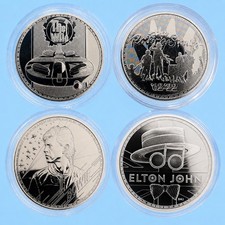 4x Royal M Music Legends 1 oz 999 Silber Bowie Elton John The Who Rolling Stones