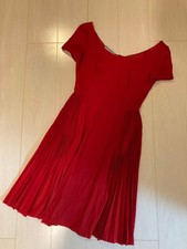USED PRADA PLEATED DRESS, RED GOOD