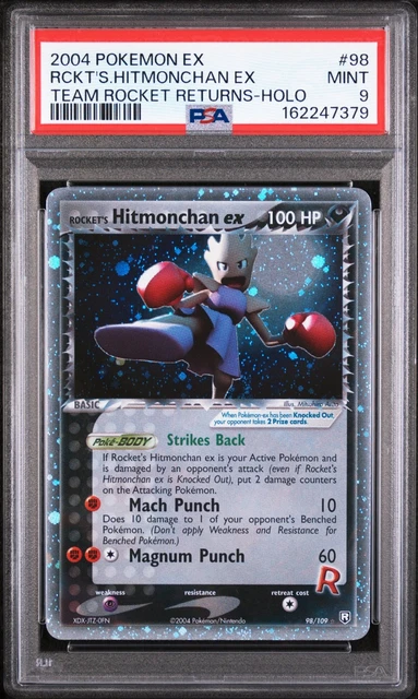 2004 POKEMON EX TEAM ROCKET RETURNS #98 ROCKET'S HITMONCHAN EX-HOLO PSA 9