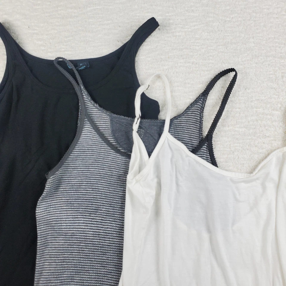 Lote de 3 camisetas sin mangas con correa de espagueti para mujer camisola gris medio blanco negro Y2K Foto 2 de 4