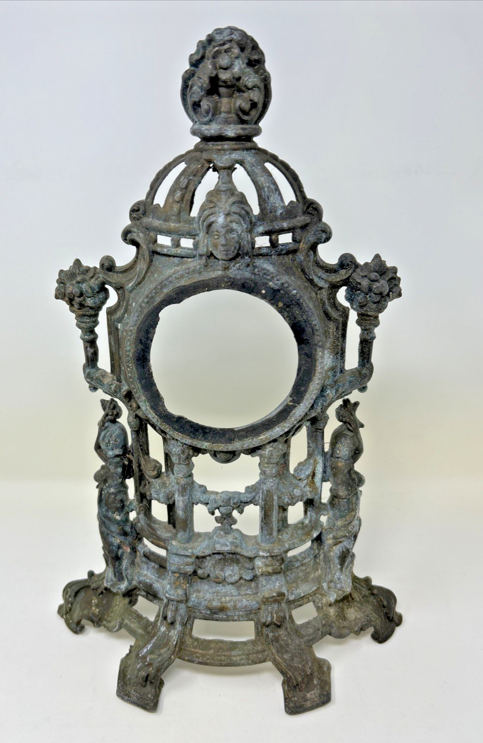 ANTIQUE French Italian Ornate Victorian Brass Mantel Clock Case