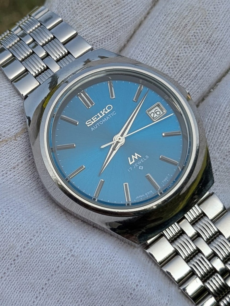 vintage Seiko 5 automatic day date 6309 Teal Blue Dial men's watch