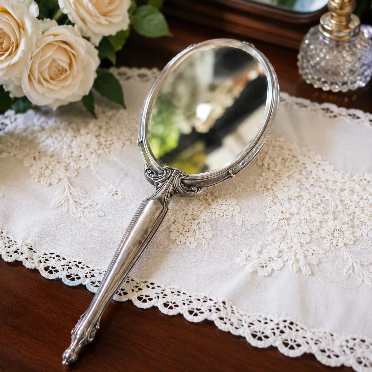 Antique Silver Hand Mirror In Collectible Hand Mirrors for sale | eBay