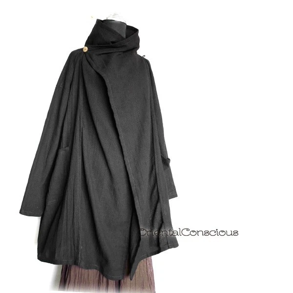 Свободный шеи Haori верхний хлопок коричневый богемное Японии хиппи хиппи азиатский этнический богемный - Изображение 4 из 4