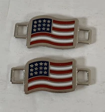 ONE PAIR OF RED WING SHOES AMERICAN FLAG BOOT LACE SHOE KEEPER CHARMS USA
