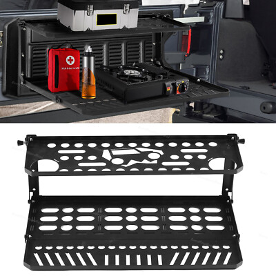 2-Tier Steel Tailgate Table Foldable Storage Shelf Fits 2007-18 Jeep Wrangler JK