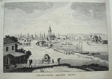 Frankfurt Main Dom Schiffe Sachsenhausen echter alter Kupferstich Saakes 1796