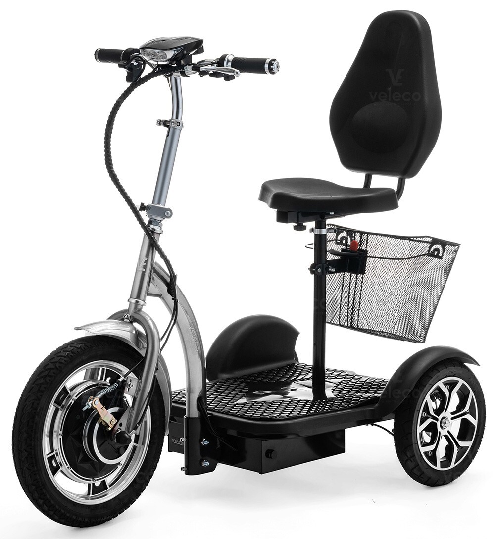 Folding 3 Wheel Electric Mobility Scooter Tricycle Trike  Silver VELECO ZT16