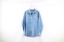 Vintage 90s Disney Womens Small Faded Winnie the Pooh Corduroy Button Shirt Blue