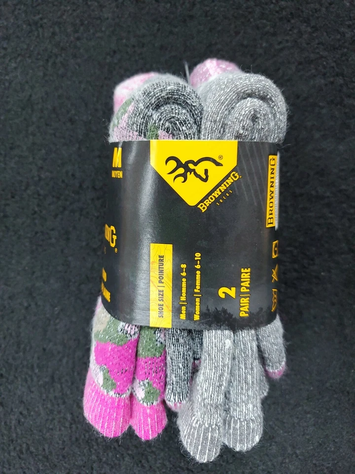 Browning LADIES 2 Pack Wool Blend SOCKS Med Grey/Pink & PINKCAMO - Image 3 of 4