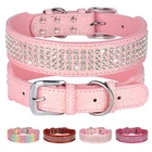 Bling Rhinestone Large Dog Collar Leather Pet Neck Strap Necklace Adjustable XL