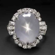Attract Art Deco Style With 19.05 TCW Moonstone & White Sapphire Oval Halo Ring
