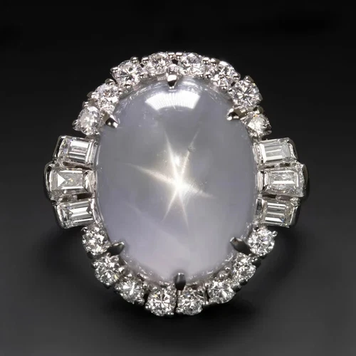 Attract Art Deco Style With 19.05 TCW Moonstone & White Sapphire Oval Halo Ring