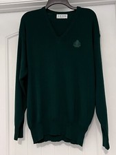 VTG Green IZOD Lacoste Pull Over V-neck Golf Sweater LG made in USA