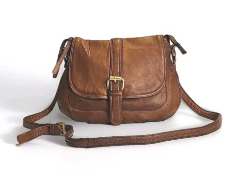 VTG Rowallan Cognac Soft Leather Crossbody Bag Messenger Shoulder Purse