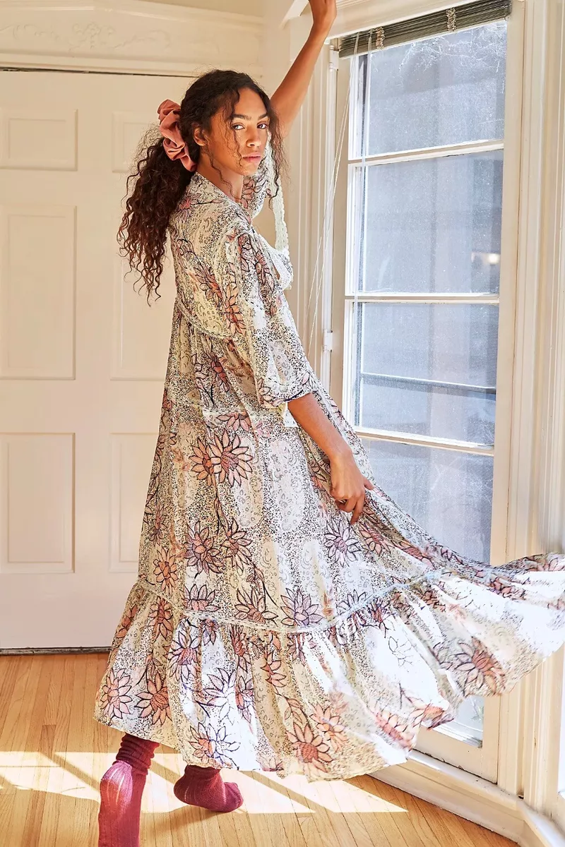 NEW Free People Intimately FP Grasslands Lace Long Kimono Robe Size M/L Z120-8