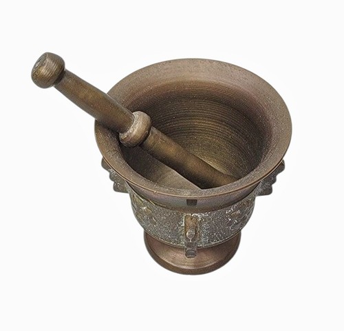 Antique 17th-18th Century Miniature Bronze Mortar With Carved Design - Picture 3 of 4