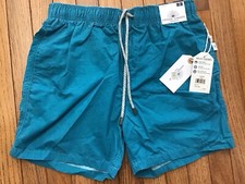 New Vintage Summer 4 Way Stretch Volley Swim Trunk Men Small Teal Lined C17-8 