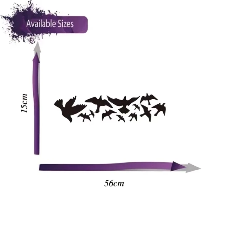 12Pcs Flying Bird Sky Wall Sticker Decal Jungle Animal Bathroom Kitchen Bedroom - Image 3 of 4