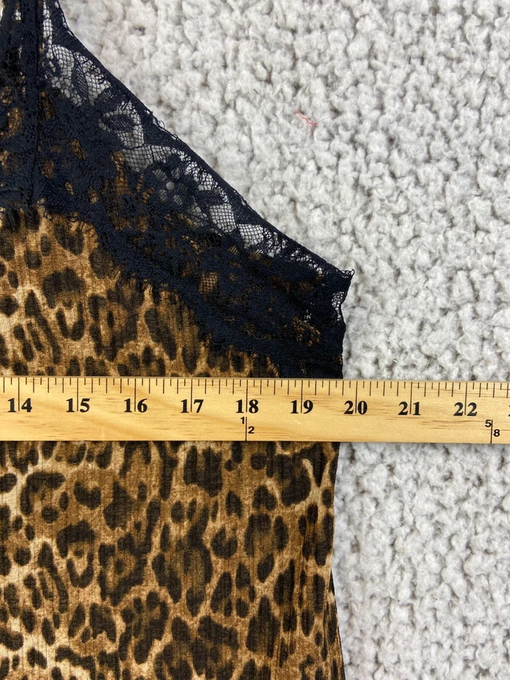 Leopardo animal print con ribete de encaje negro cuello en V espagueti tirantes elásticos talla 0X Foto 3 de 4