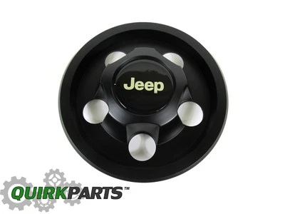 97-05 Jeep Wrangler WHEEL CENTER CAP COVER BLACK WITH JEEP LOGO OEM NEW MOPAR - Image 1 of 4