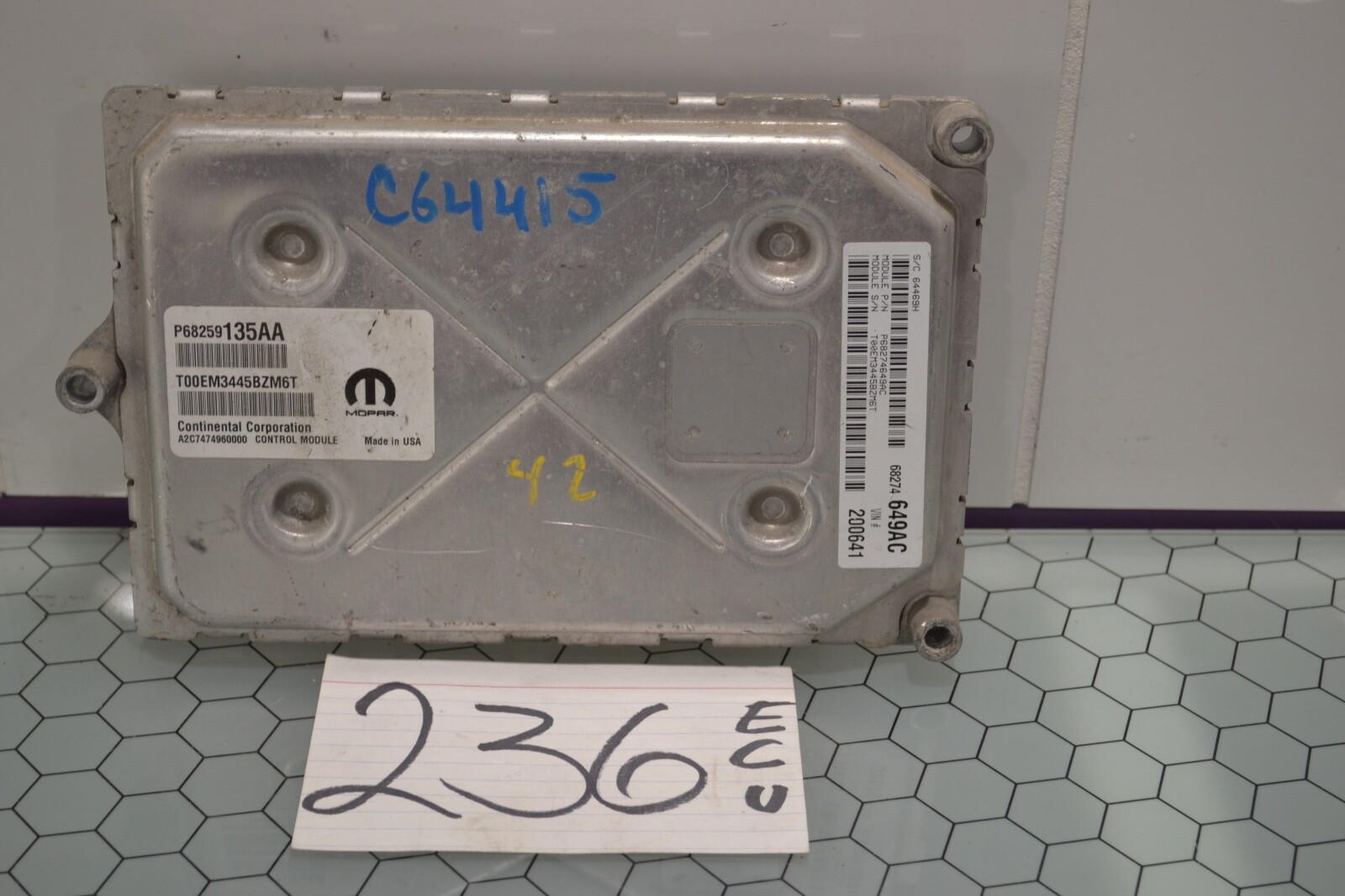 16 Dodge Journey #236 Engine Computer ECM ECU P68274649AC