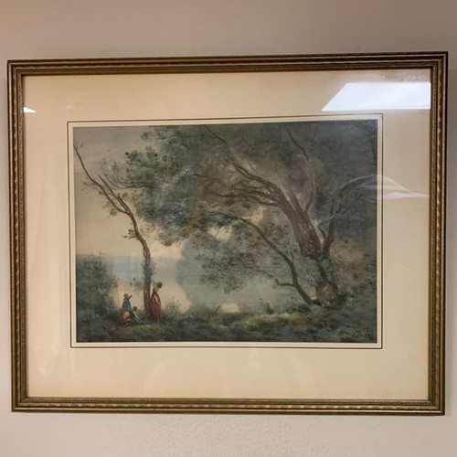 Vintage Art Print Souvenir Mortefontaine Recollect Jean Baptiste Framed Paysage - Picture 3 of 8