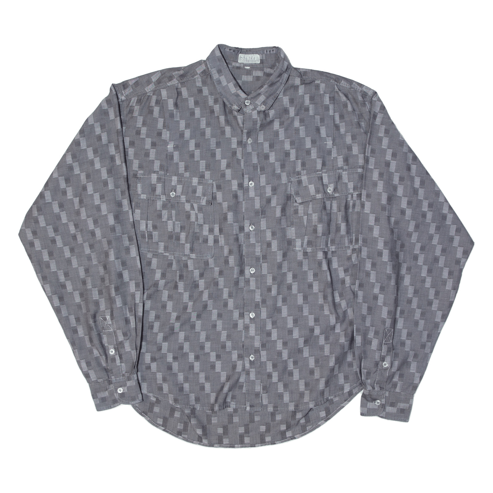 Camisa De Hombre STREET Gris Geométrica De Manga Larga M