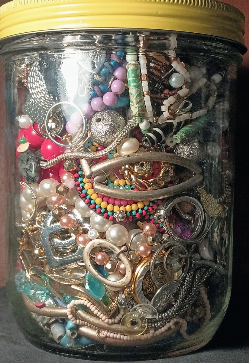 Craft Jewelry Jar Some Wearable Over 4 Lbs With Jar eBay